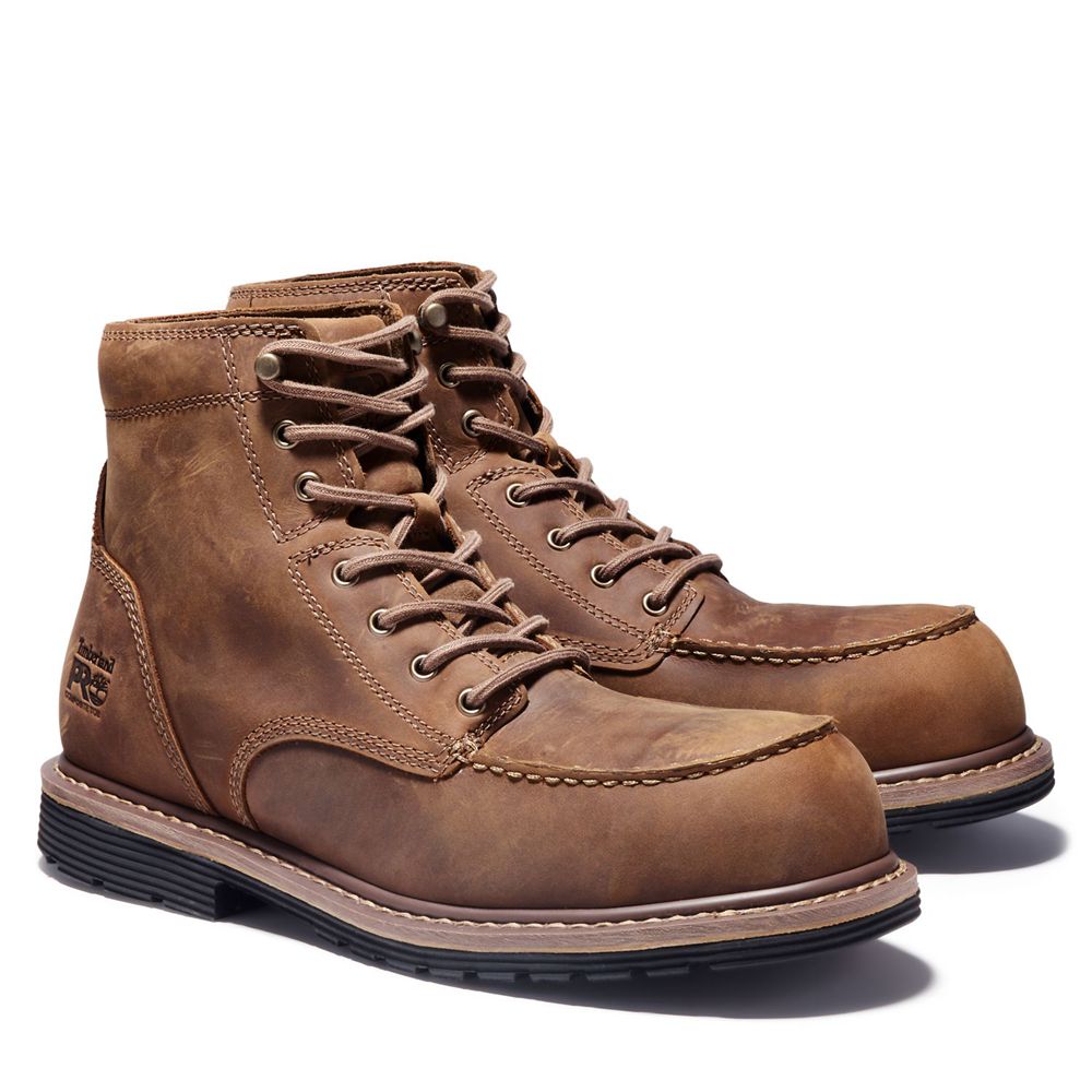 Botas Pro Timberland Argentina Hombre - Pro Millworks 6\" Moc Comp Toe - Marrones - YCQSHN-730